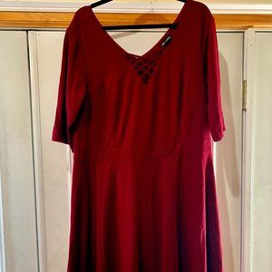 City Chic size Large/20 wine dress with laced neck